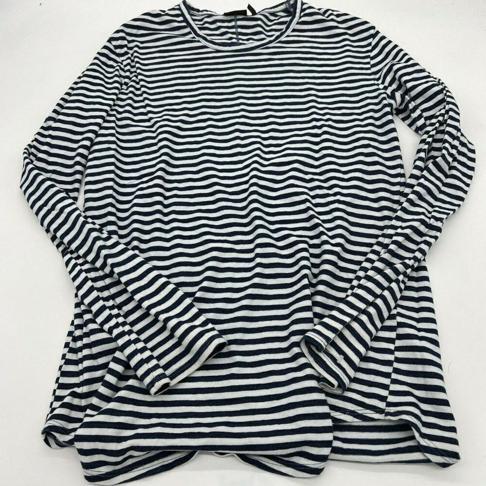 AG Adriano Goldschmied blue white striped long sleeve top size XL